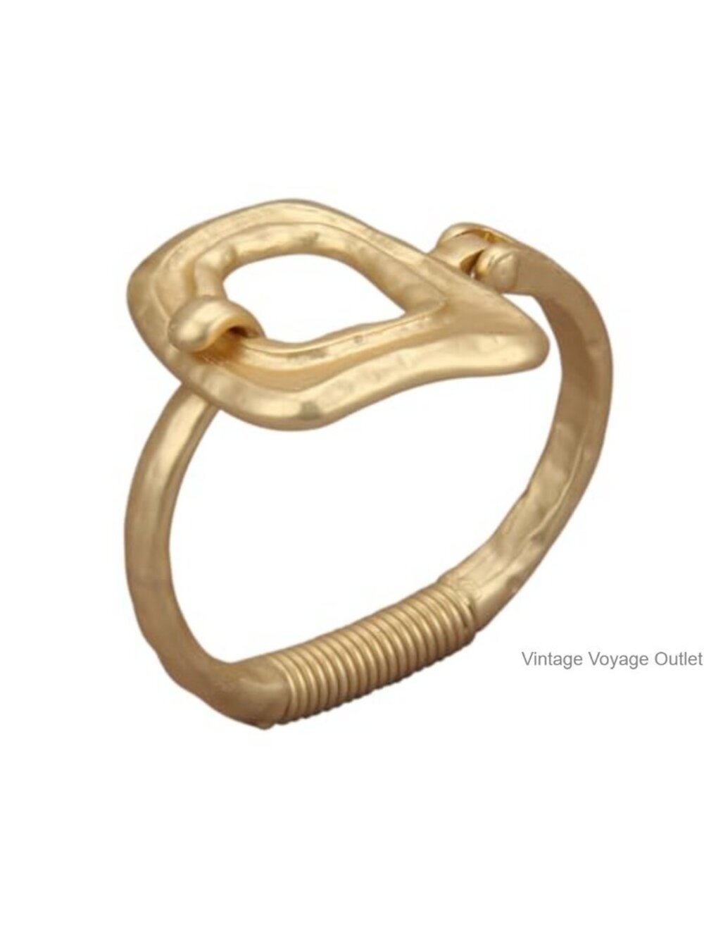 Gold Plated Hammered Chunky Bangle Bracelet Open Cuff Women